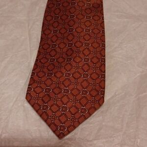 VINTAGE HERMES COGNAC BROWN & GREY SILK TIE